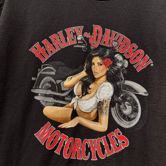 Harley-Davidson T-Shirt Mens Large Black LYNCHBURG TN Pin Up Girl Motorcycle - Picture 2 of 6